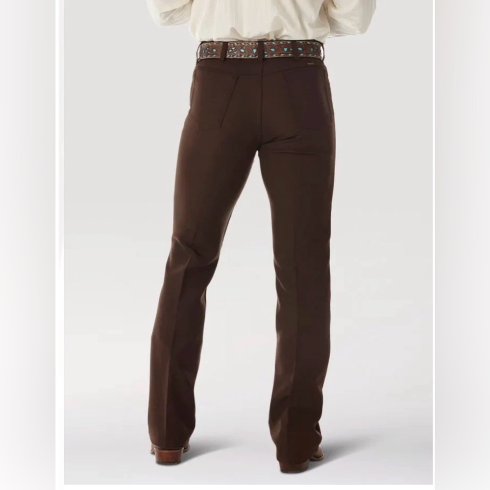 🤎 Wrangler Wrancher Dress Boot Jeans Pants Brown Stretch Western (38x31) 🤎 NEW - Picture 2 of 5